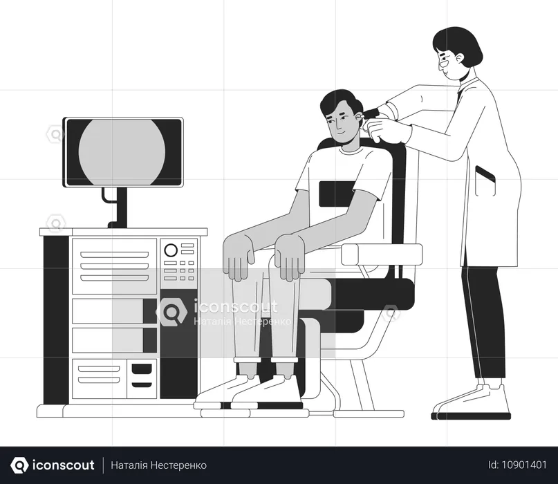 귀 검사  일러스트레이션