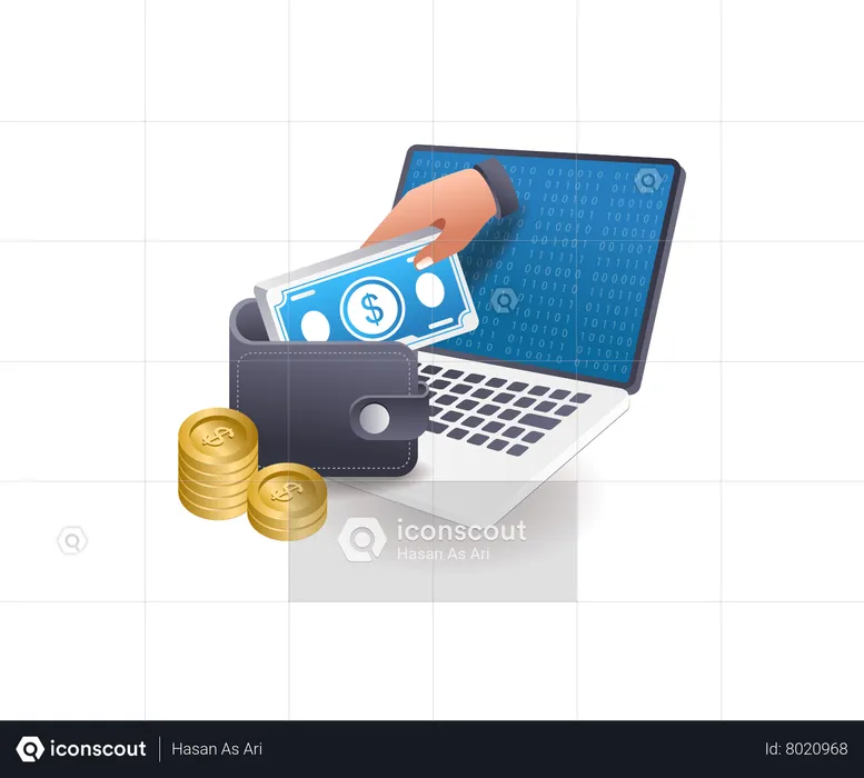 Earn money from computer work  Illustration