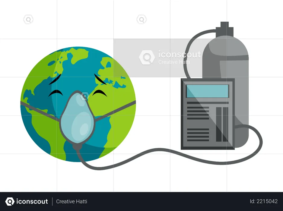 Earth Breathe Oxygen From cylinder  Illustration