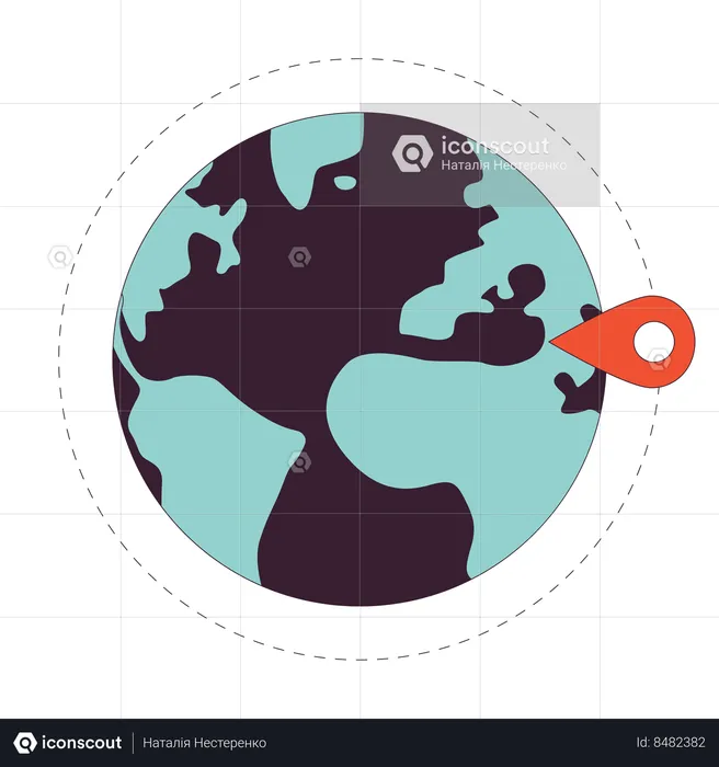 Earth globe with location pin  Illustration