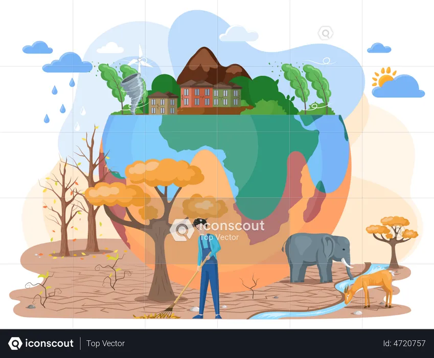 Earth in natural disaster  Illustration