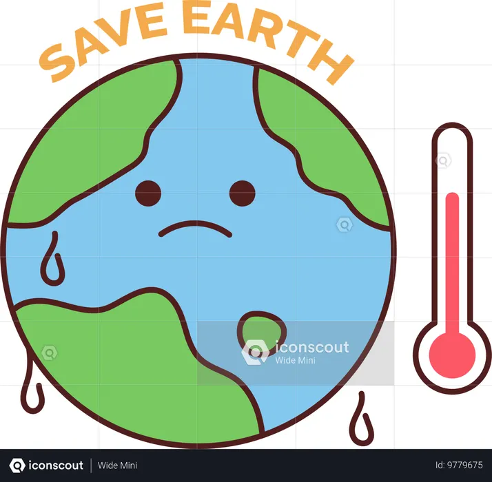 Earth planet suffering from global change  Illustration