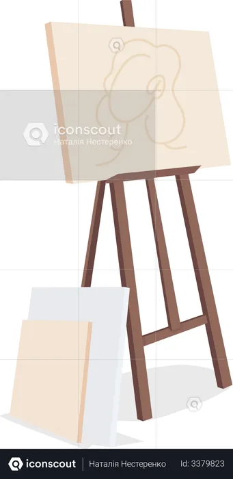 Easel with canvas painting  Illustration