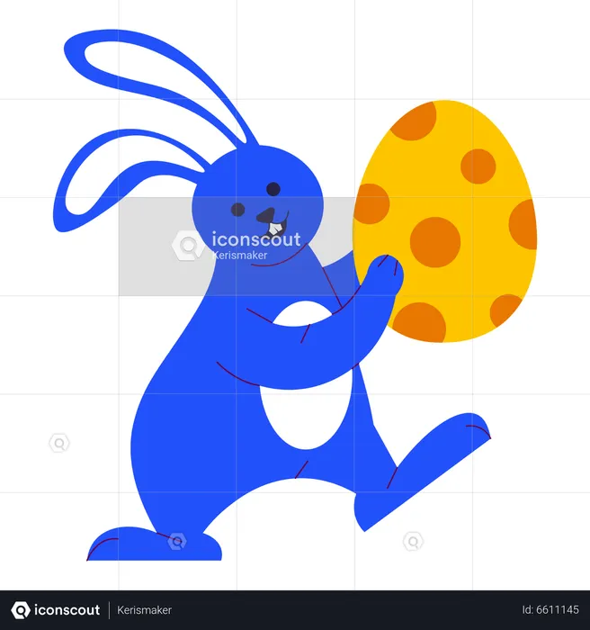 Easter bunny hugging an egg  Illustration