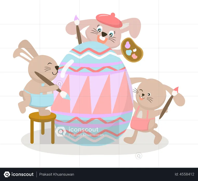 Easter bunny paint egg  Illustration