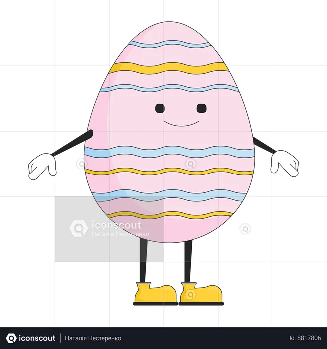 Easter happy egg with arms and legs  Illustration