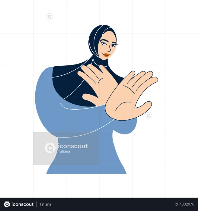 Eastern woman wearing hijab gesturing Break The Bias  Illustration