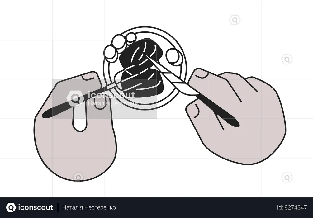 Eating cranberry roast turkey meal  Illustration