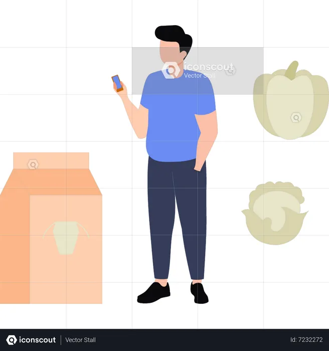 Eating green vegetables makes a person strong  Illustration