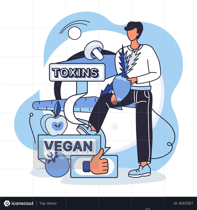 Eating vegan food while avoiding toxins  Illustration