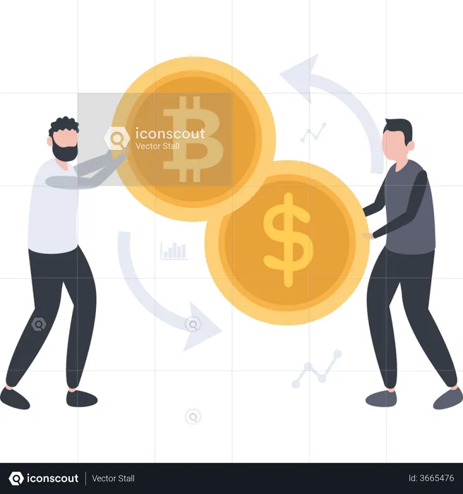 Change de devises bitcoin  Illustration