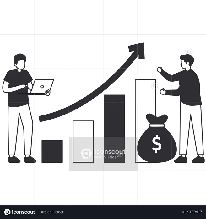 Corporate Ladders travaillant sur la croissance financière  Illustration