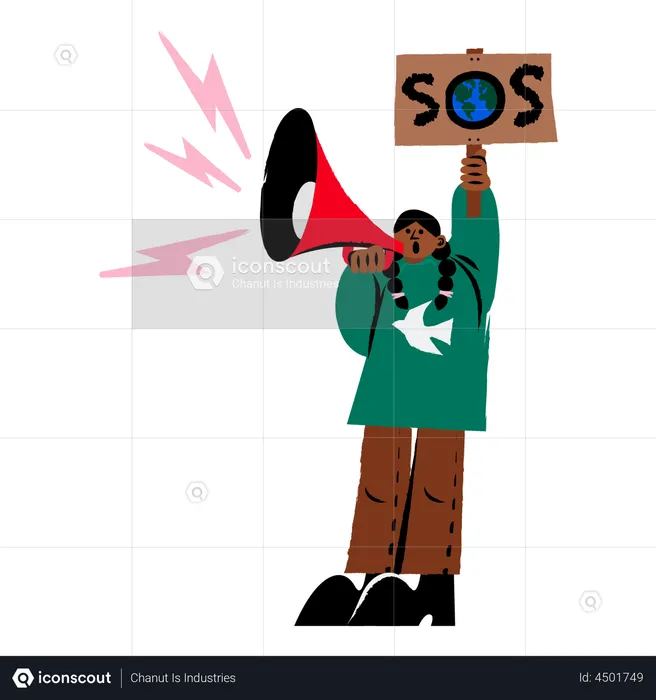 Eco Activist showing save earth board  Illustration
