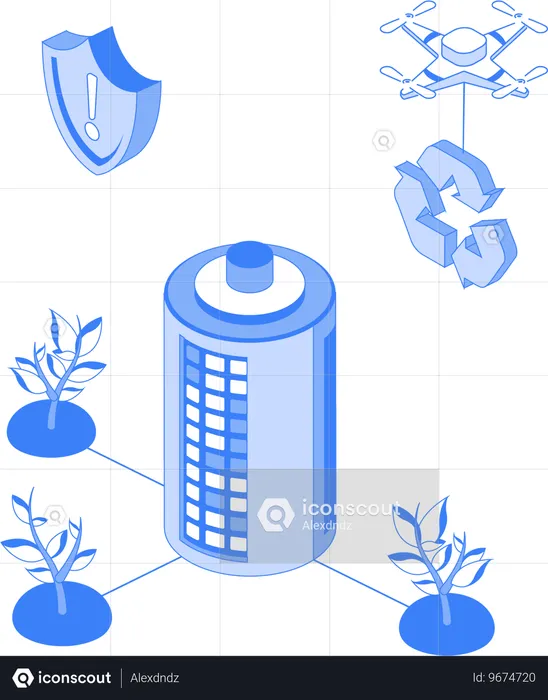 Eco cycle and building  Illustration