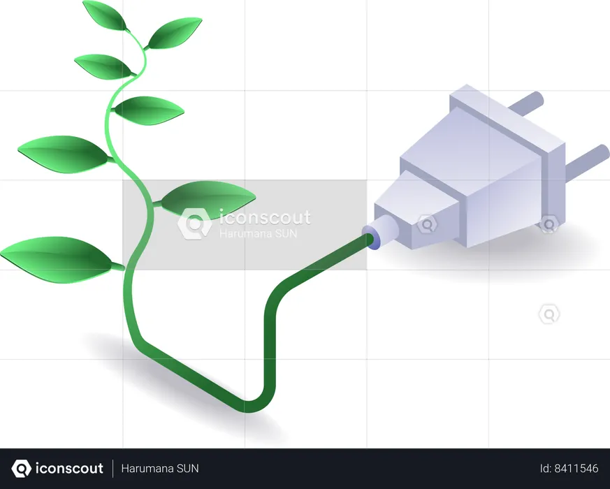 Eco green electrical energy from nature  Illustration