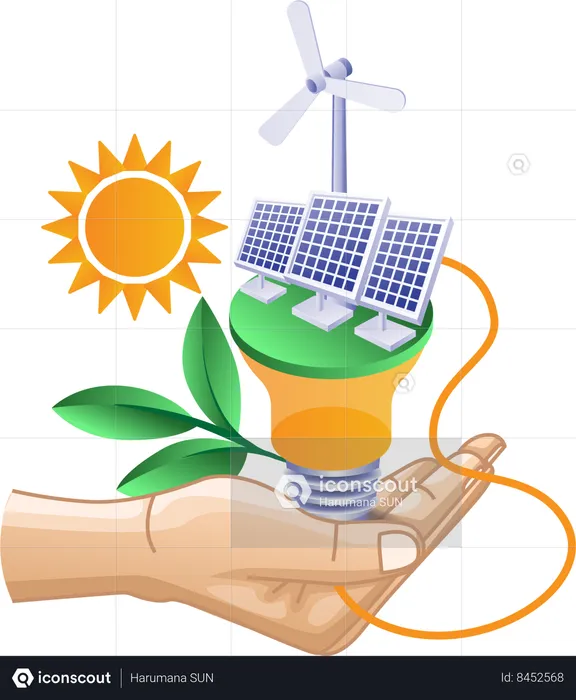 Eco green idea solar panel electrical energy  Illustration