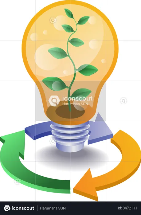 Eco green light bulb with plants  Illustration