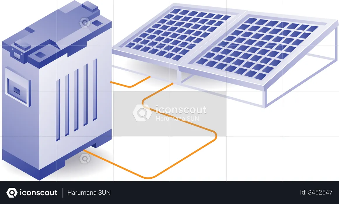 Eco green of solar battery panel home electrical energy  Illustration