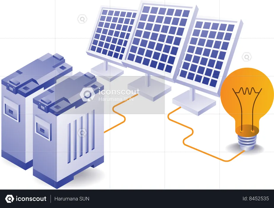 Eco green of solar power flow  Illustration