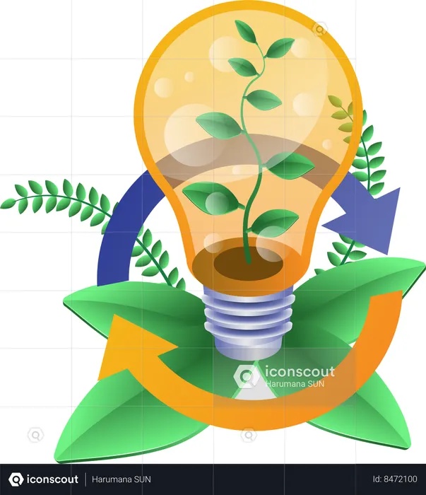 Eco green plant inside light bulb  Illustration