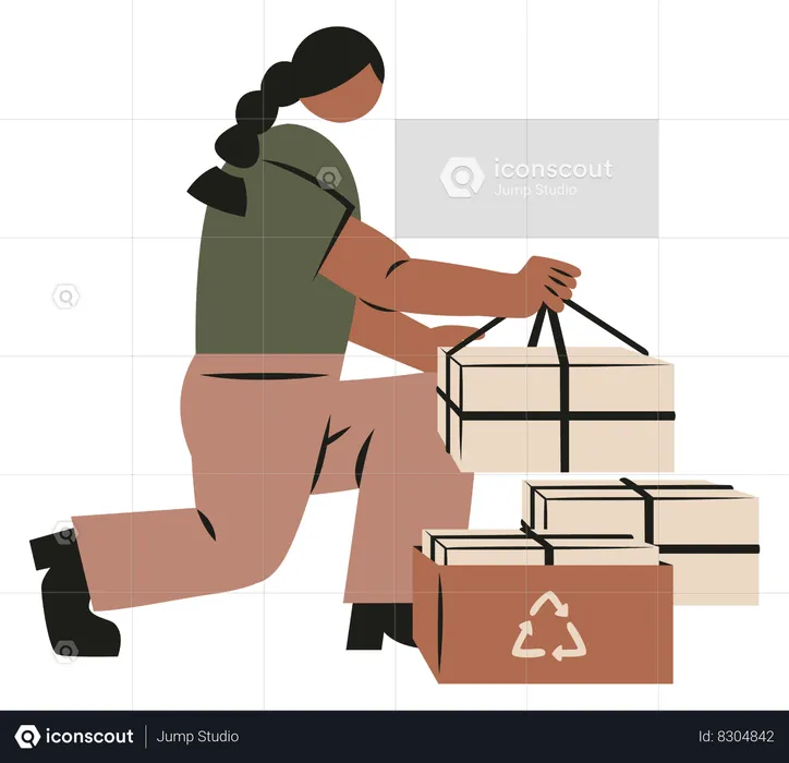 Woman sorting paper pile  Illustration
