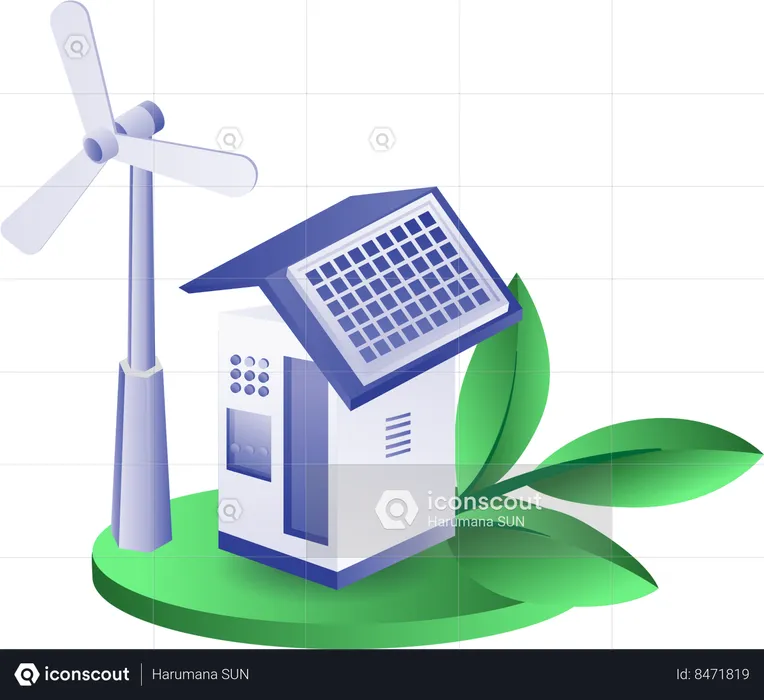 Eco solar panel energy  Illustration
