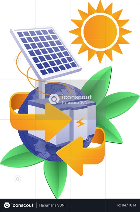 Eco with solar panel energy  Illustration