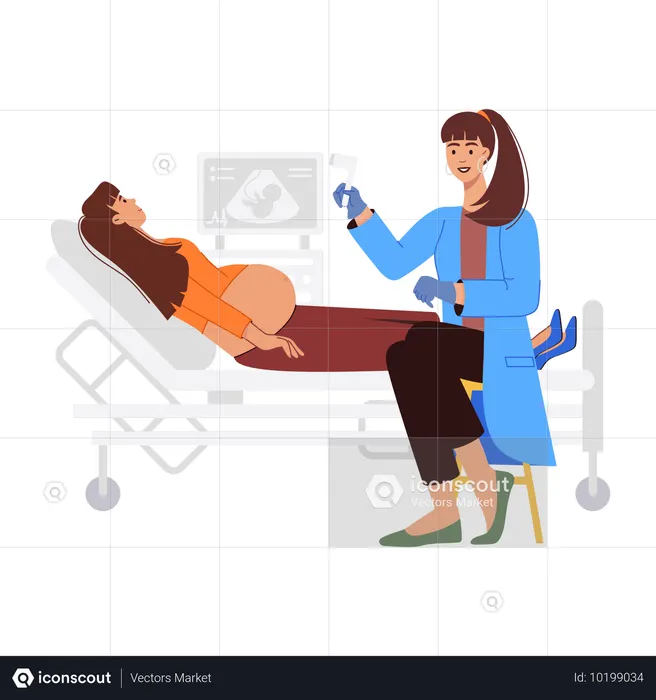 Detección de embarazo por ultrasonido  Ilustración