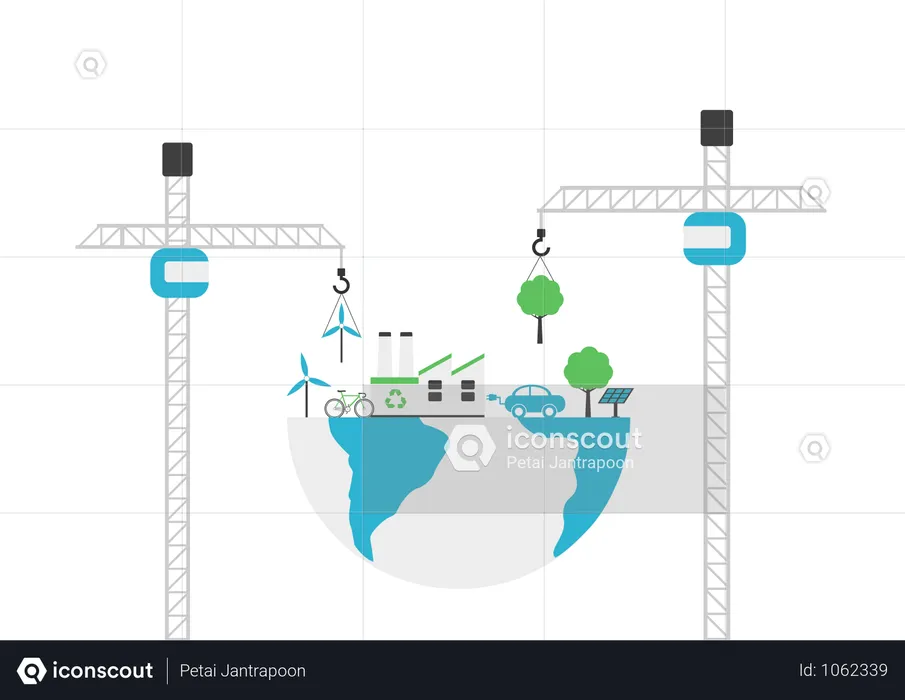 Ecology Concept - We Can Create The Green Earth  Illustration