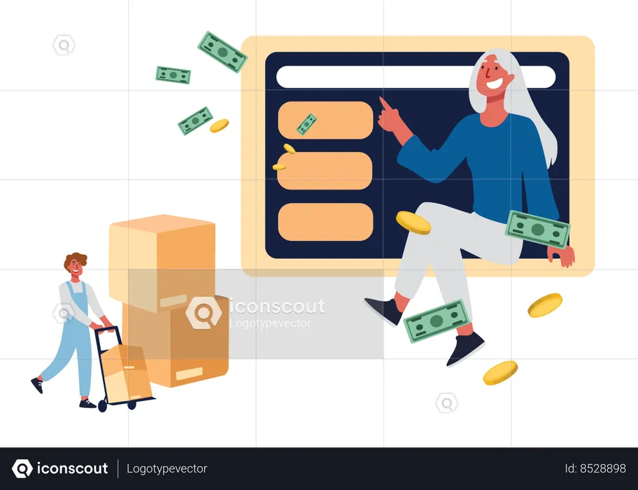 Ecommerce Website User Ordering Products  Illustration