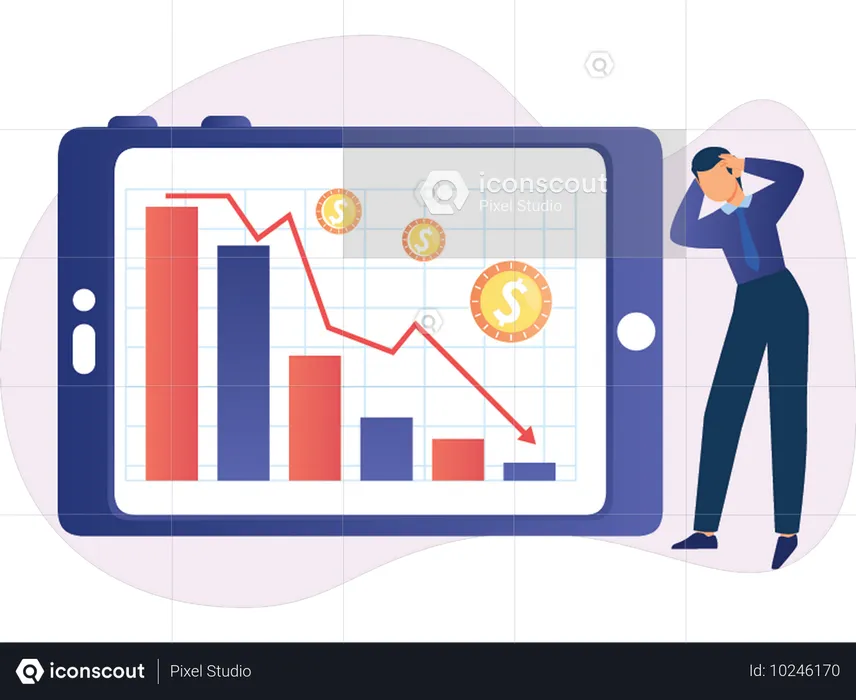 Economic Crisis faced by businessman  Illustration