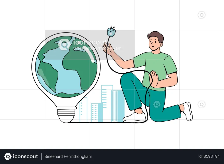 Économiser de l'énergie pour sauver la Terre  Illustration