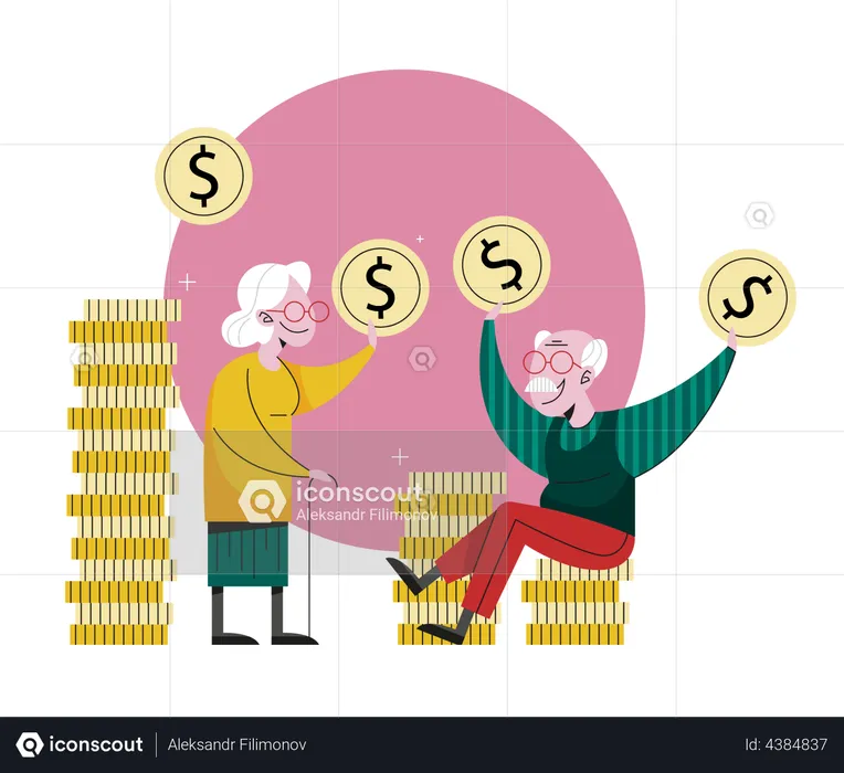 Economizando dinheiro para a aposentadoria  Ilustração