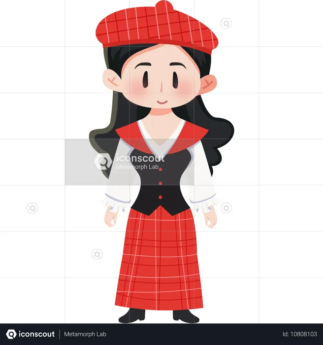 Fille en kilt écossais  Illustration