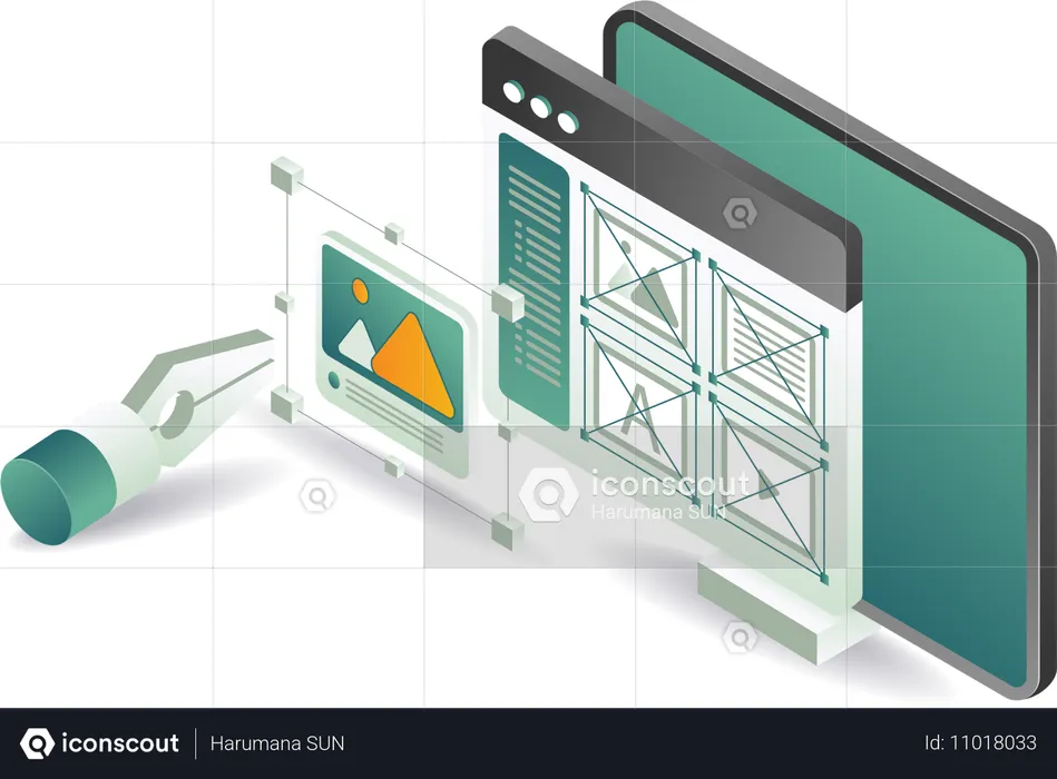 Editando layout de design no computador  Ilustração