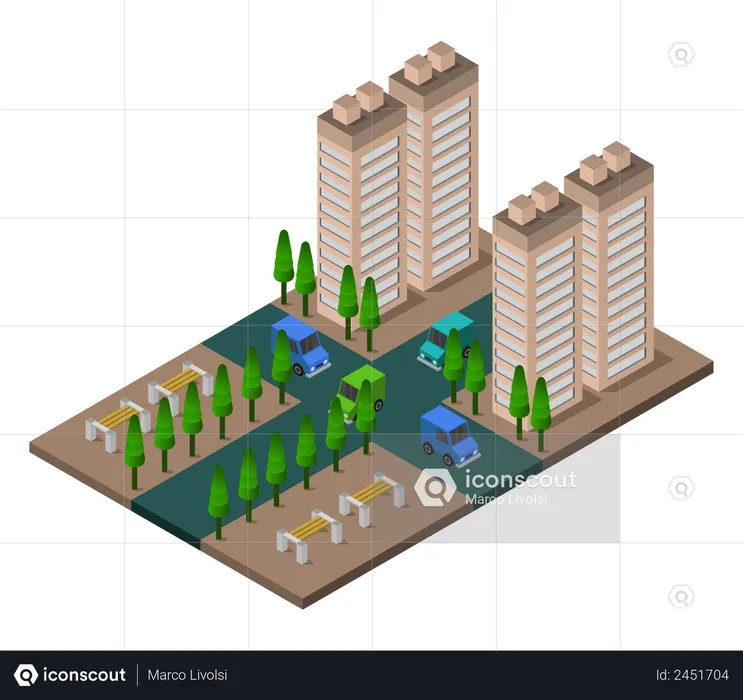 Edificios de la ciudad  Ilustración