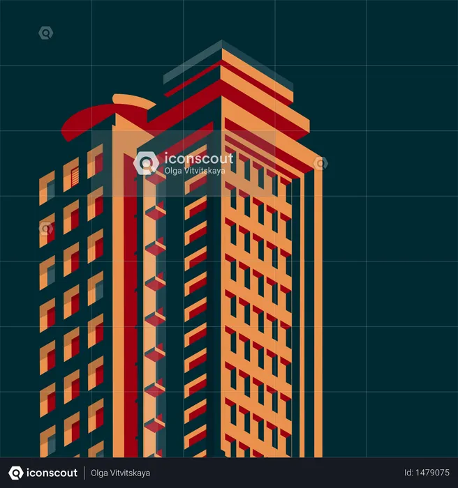 Edificios isométricos Rascacielos, paisaje urbano, escena urbana  Ilustración