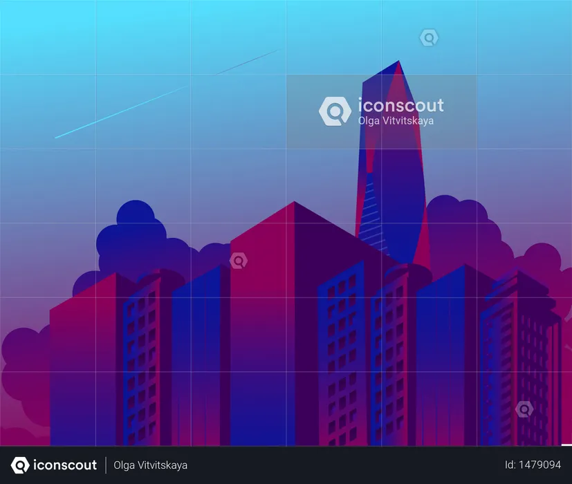 Edificios isométricos Rascacielos, paisaje urbano, escena urbana. construcción isométrica  Ilustración