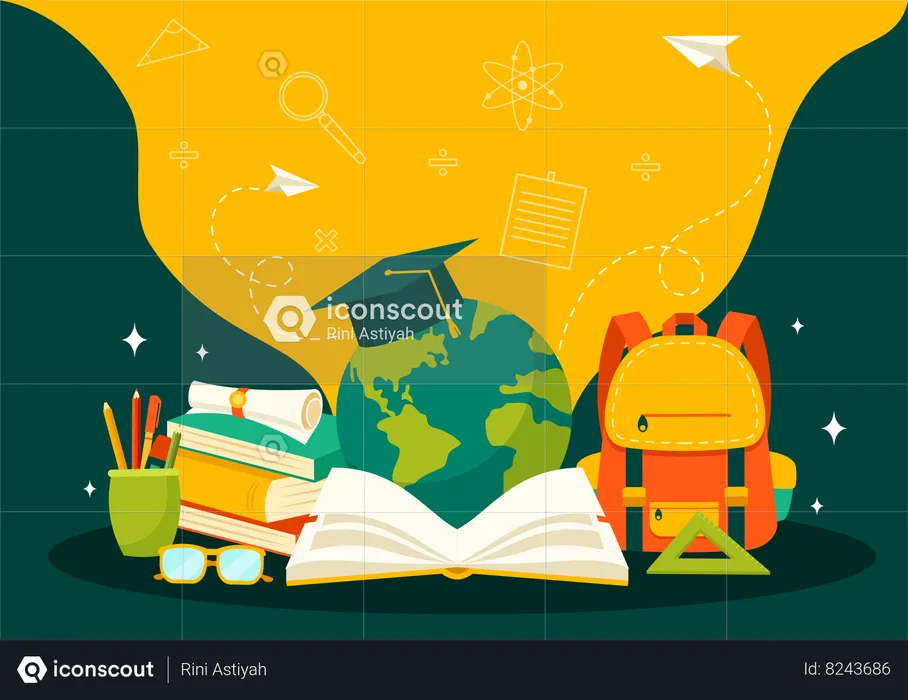 Education elements around the globe  Illustration