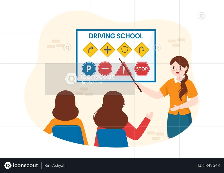 Education Process of Car Training  Illustration