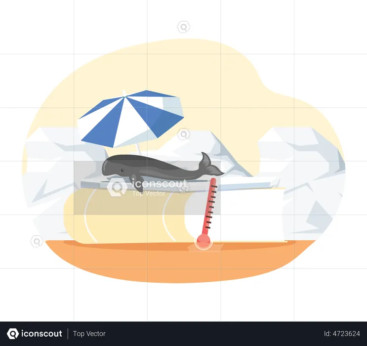 Education regarding rising temperature at polar region  Illustration