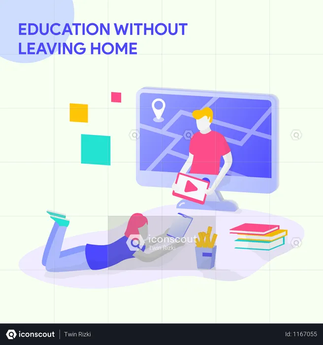 Education Without Leaving Home  Illustration