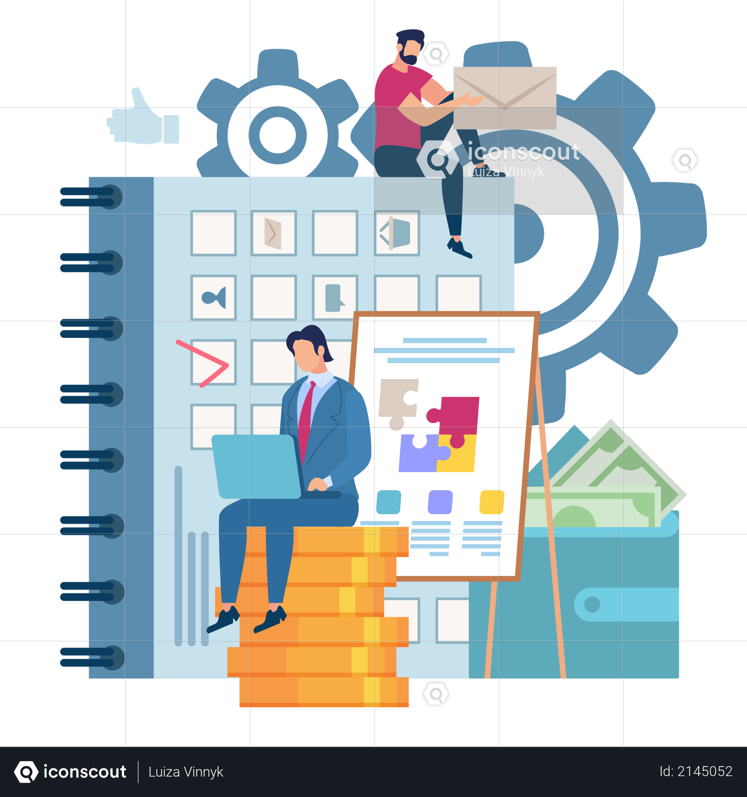 Effective Work with Notebook Illustration