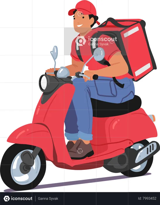 Efficient Courier Character On A Nimble Scooter  Illustration
