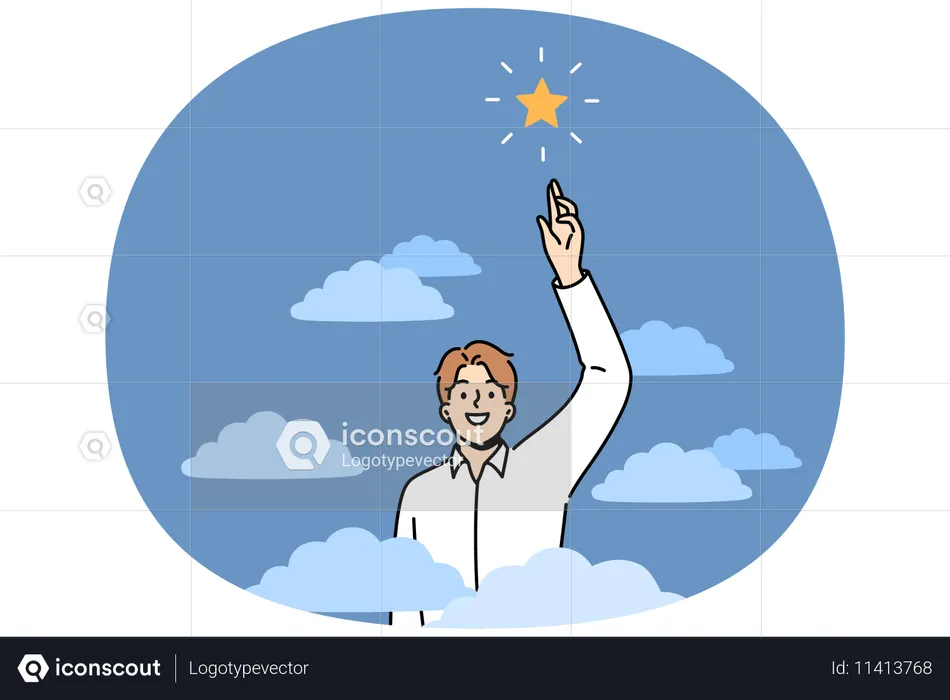 Ehrgeiziger Geschäftsmann versucht, Star zu fangen  Illustration