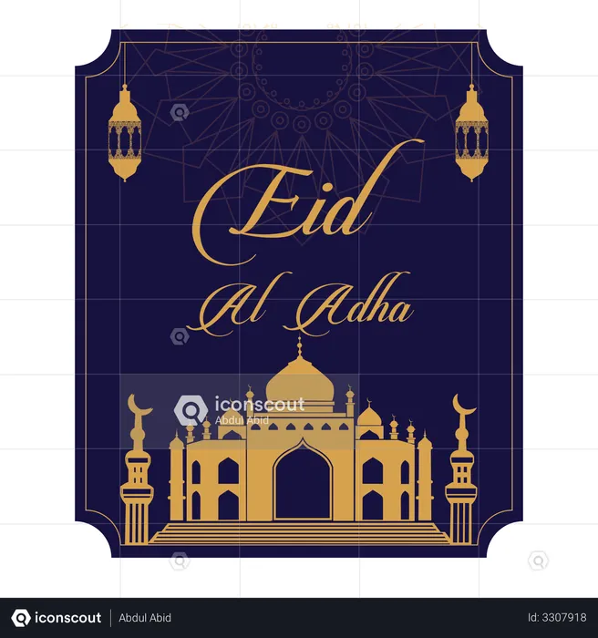 Eid Al Adha greeting card or Eid Mubarak card  Illustration