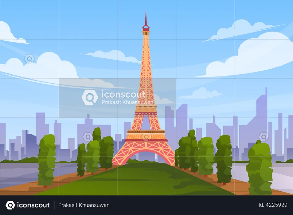 Eiffel Tower in Paris  Illustration