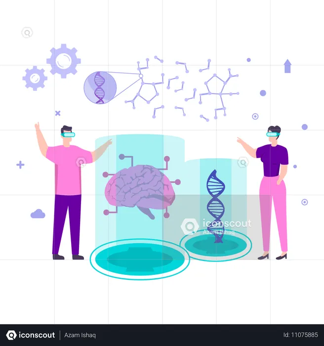 Ein automatisierter wissenschaftlicher Assistent nutzt VR-Brillen in der Laborautomatisierung  Illustration