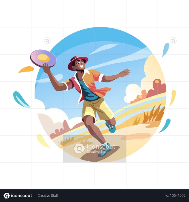 Ein Mann spielt Frisbee  Illustration