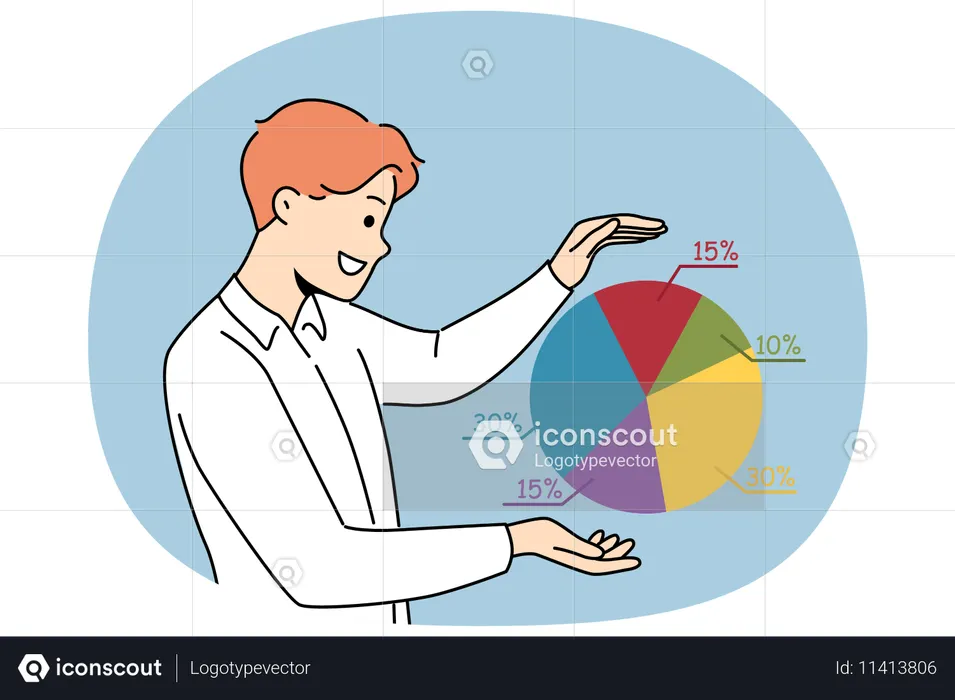 Ein Unternehmensanalyst betrachtet ein Diagramm  Illustration
